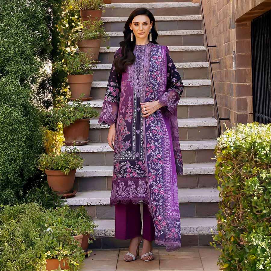 Purple  Cotton Printed Salwar Kameez