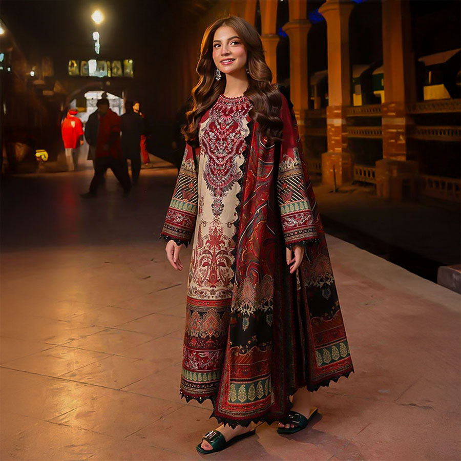 Red Cotton Printed Salwar Kameez