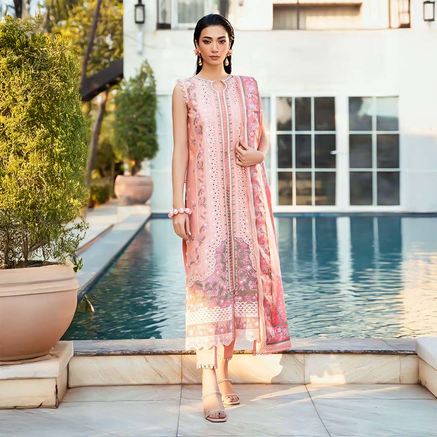Pink  Cotton Printed Salwar Kameez