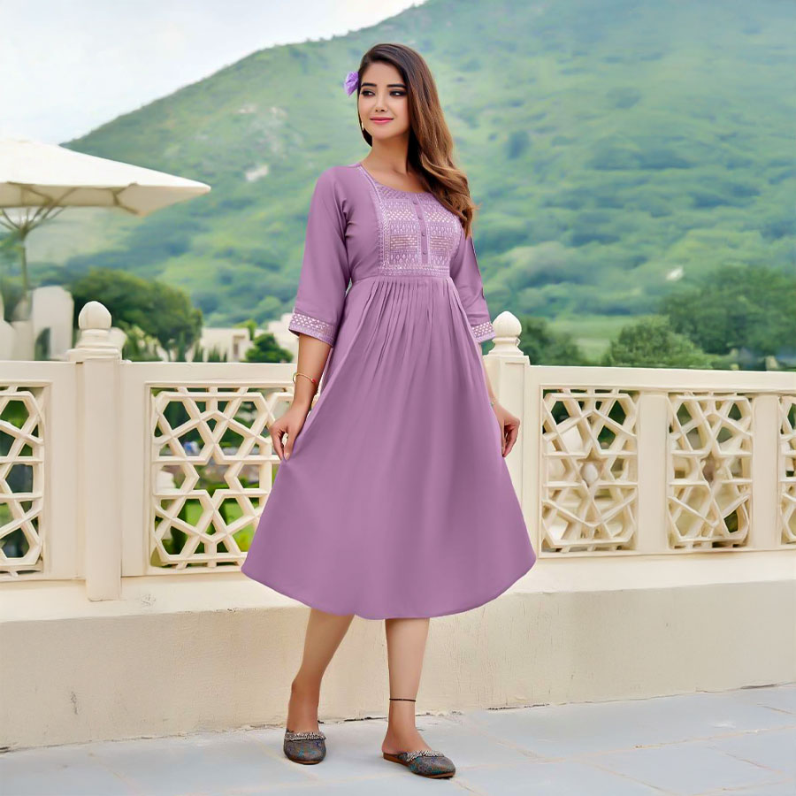 Purple  Roman Shimmer Casual Wear Kurti