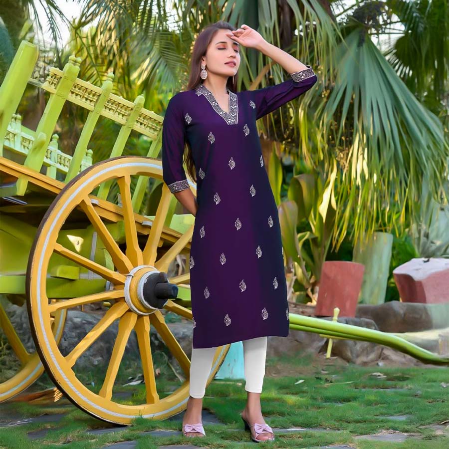 Violet  Rangeela Silk  Casual Wear Kurti