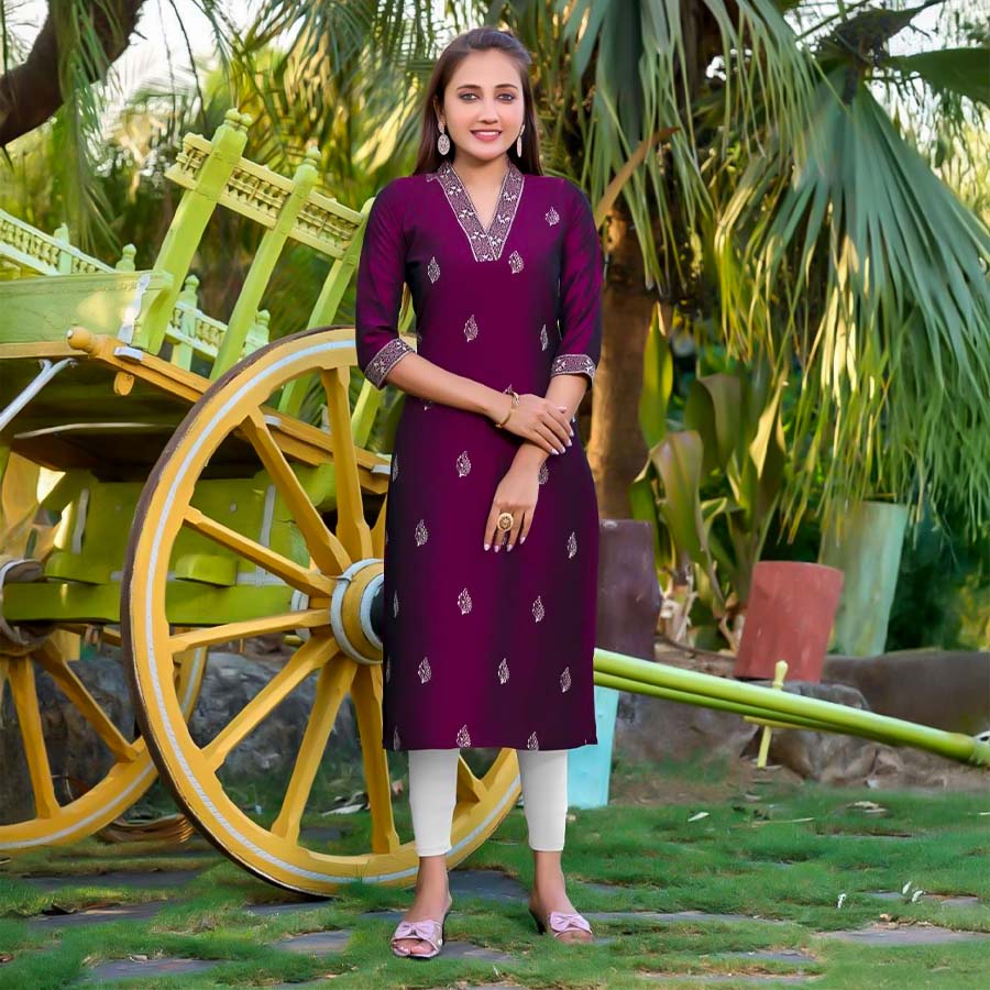 Violet  Rangeela Silk  Casual Wear Kurti
