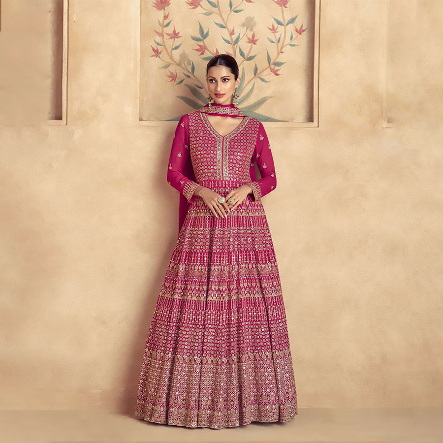 Pink Georgette Designer Suit