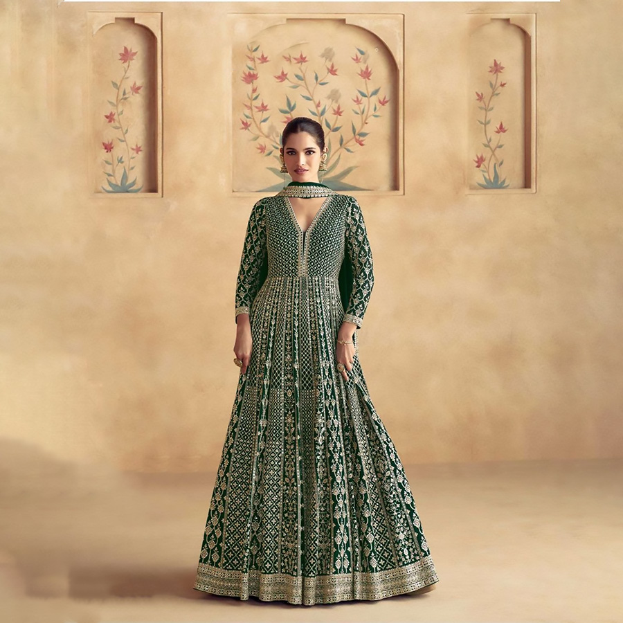 Green Georgette Designer Suit