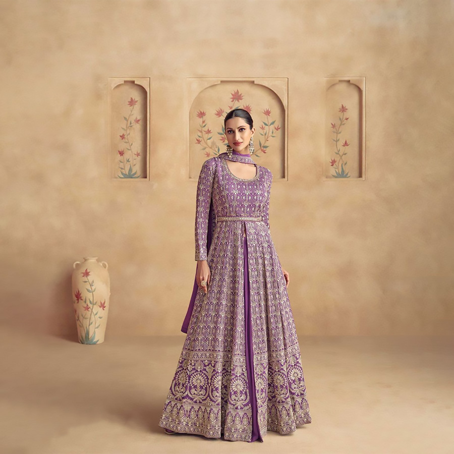 Purple Georgette Designer Suit