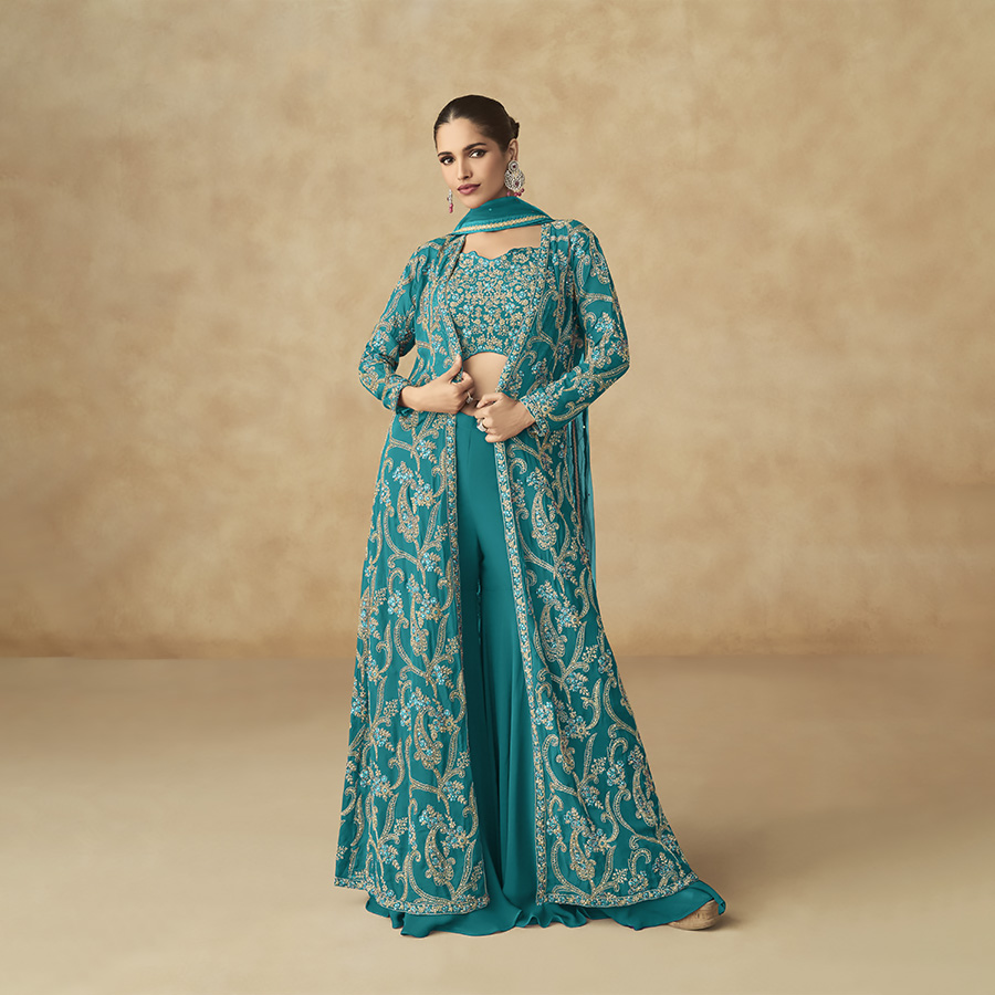 Sky blue Georgette Designer Suit