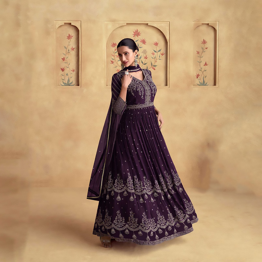 Purple Real georgette Anarkali Suit