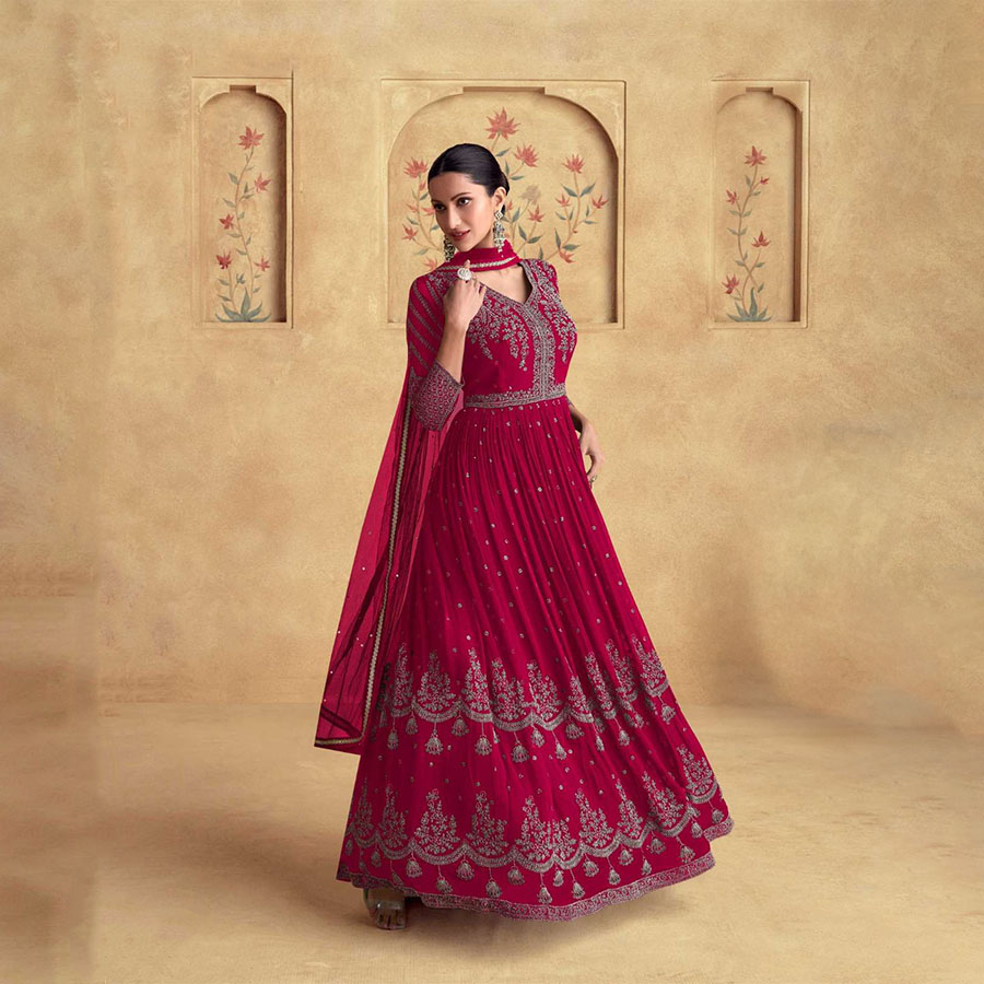 Pink Real georgette Anarkali Suit