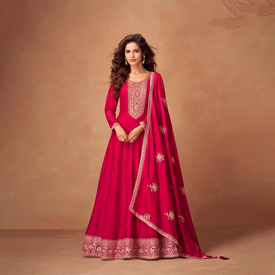 Red Premium Silk Designer Salwar Kameez