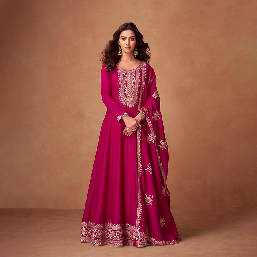 Magenta Premium Silk Designer Salwar Kameez