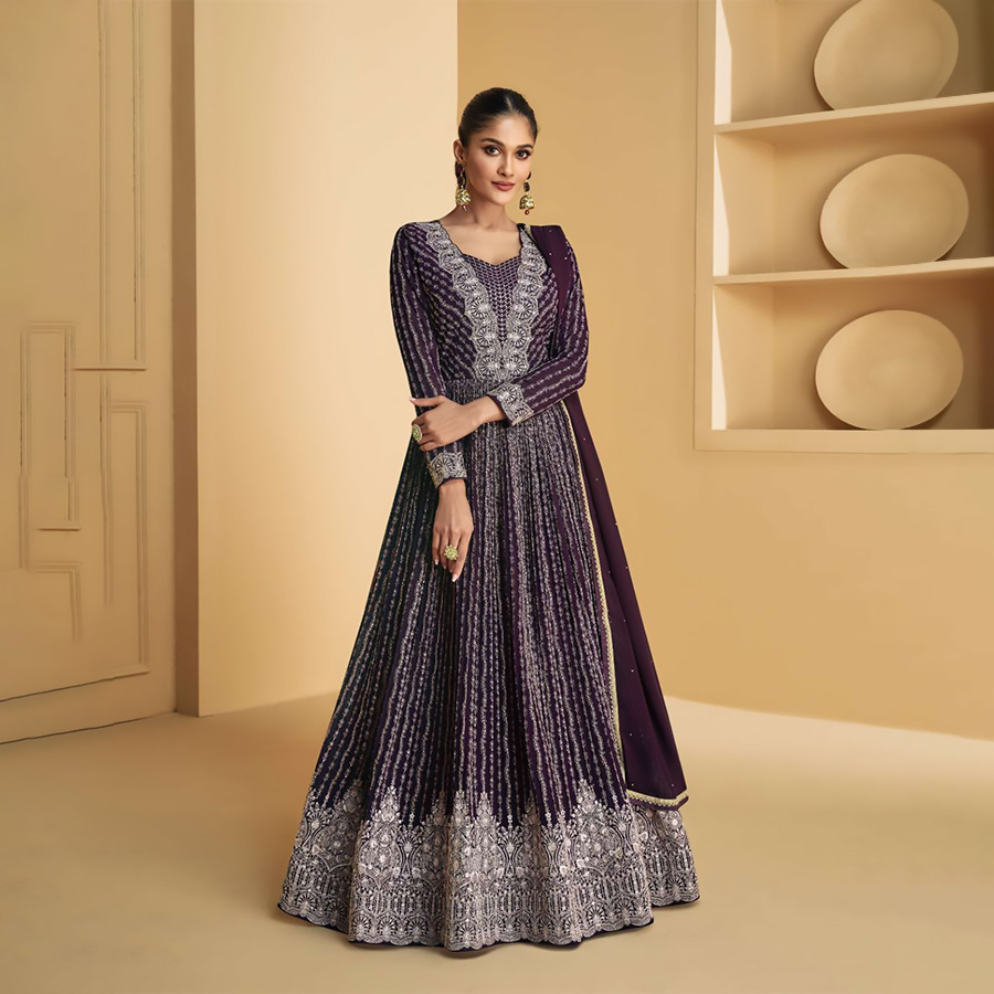 Purple Georgette Designer Suit