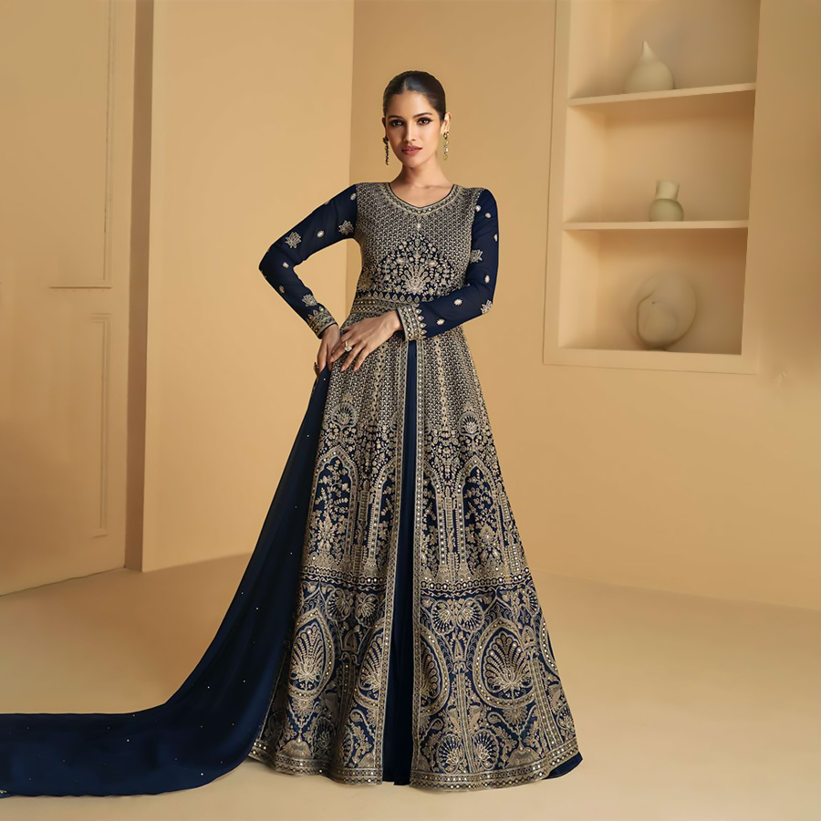 Blue Georgette Designer Suit