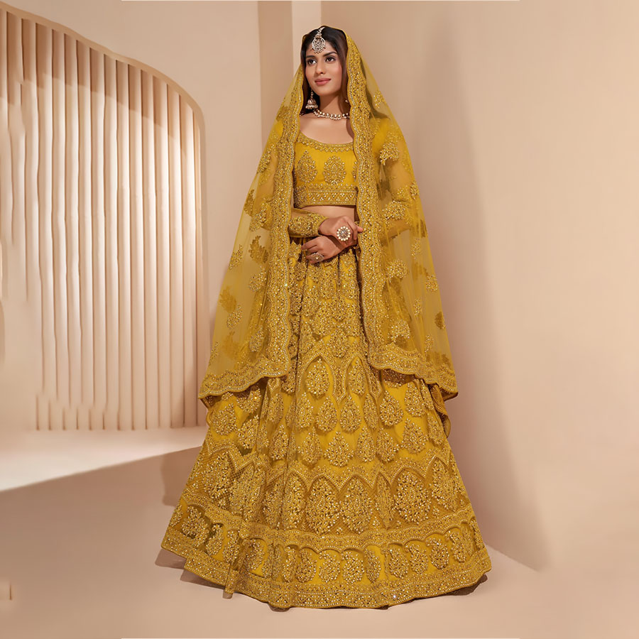 Yellow NET Partywear Lehenga