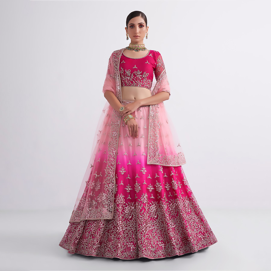 Pink Net Designer Lehenga