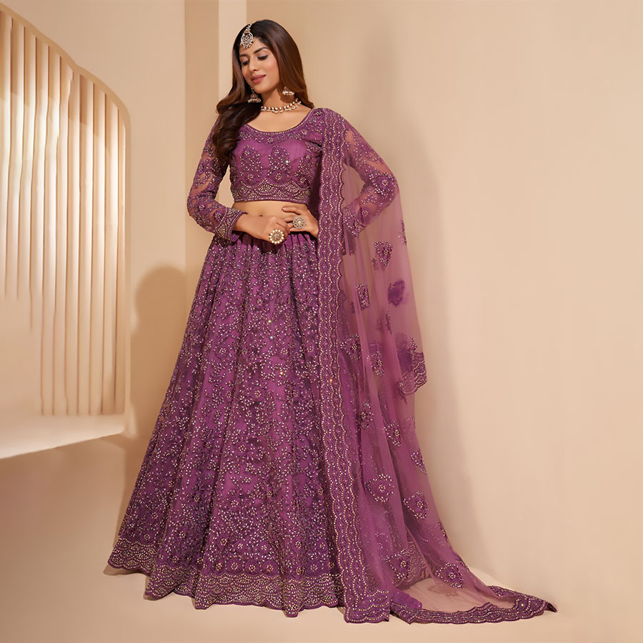 Purple NET Partywear Lehenga