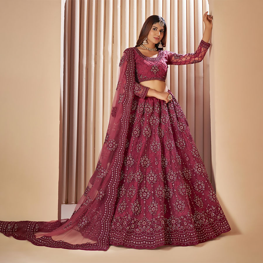 Maroon NET Partywear Lehenga