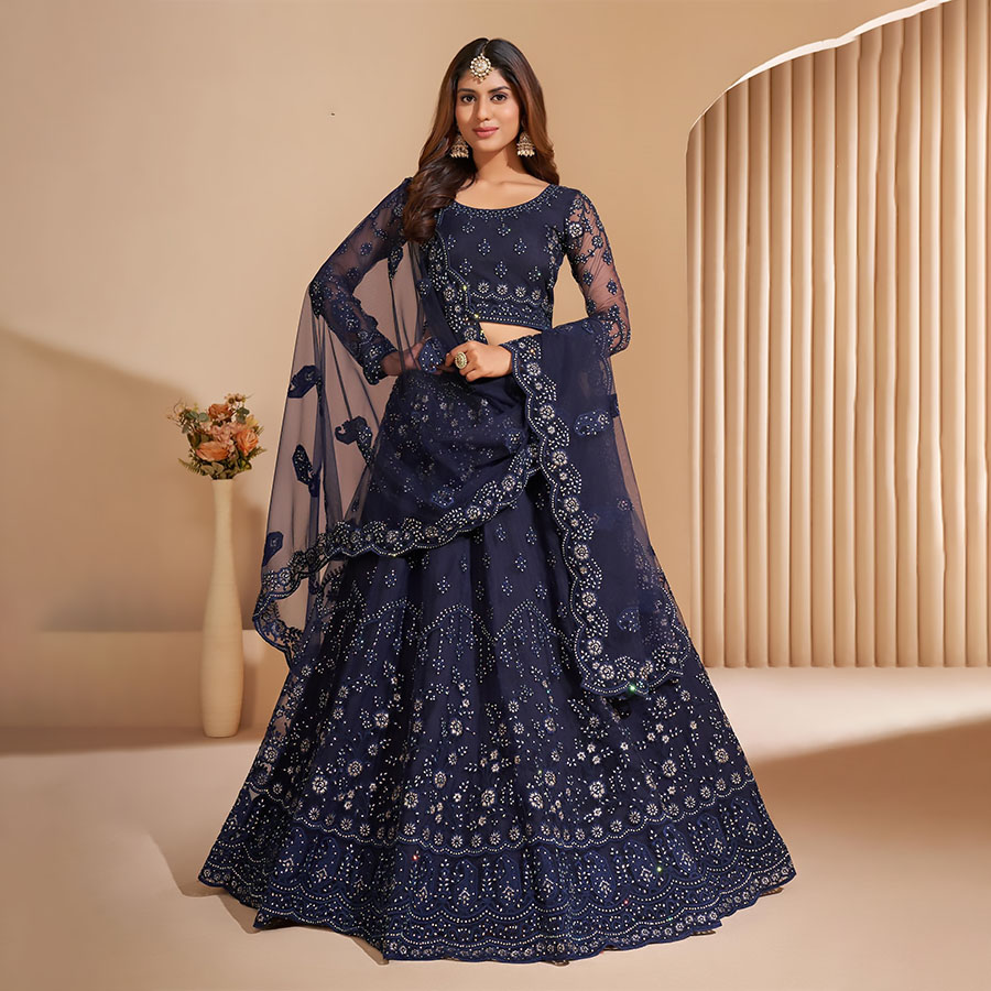 Blue NET Partywear Lehenga