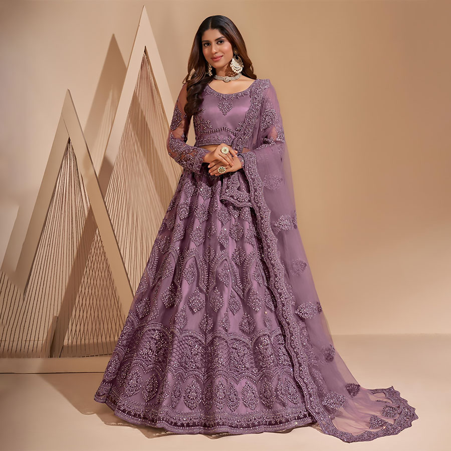 Purple NET Partywear Lehenga