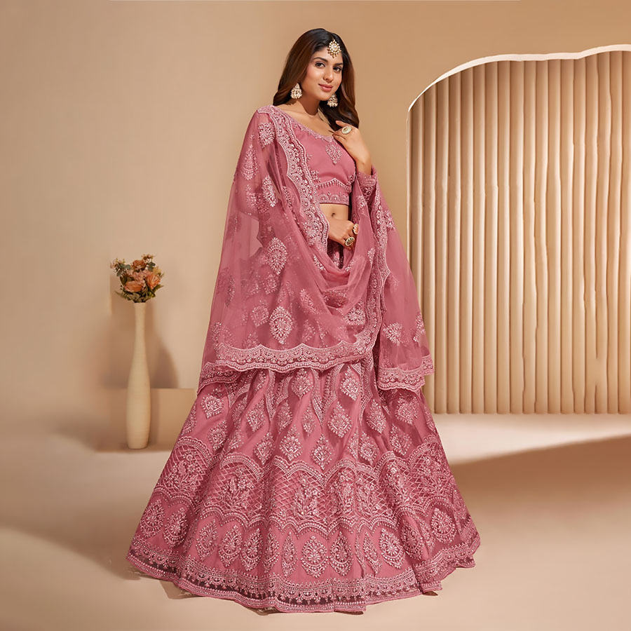 Pink NET Partywear Lehenga