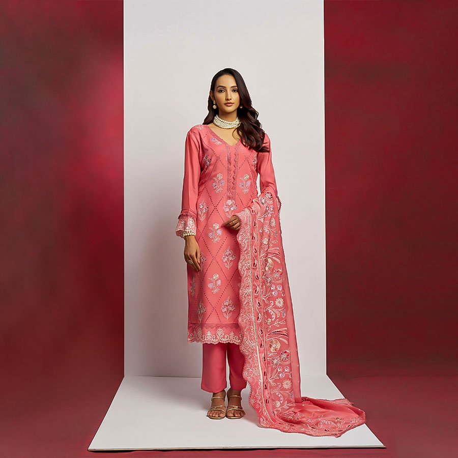 Pink  Organza Designer Salwar Kameez