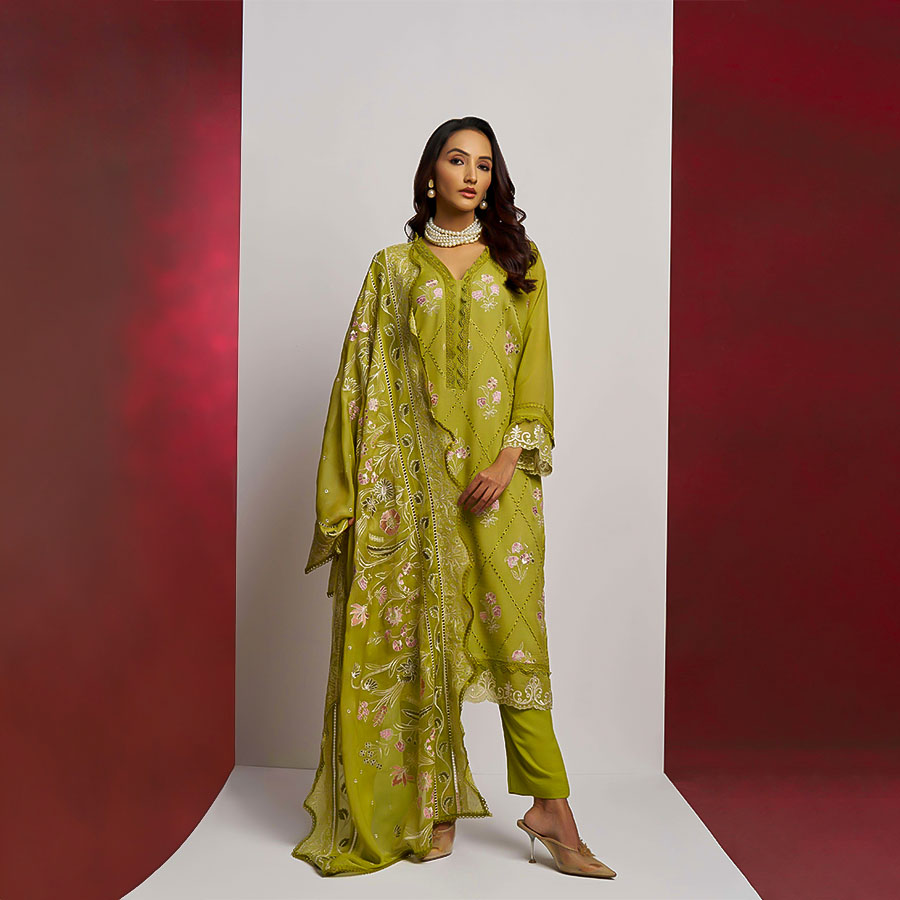 Green Organza Designer Salwar Kameez