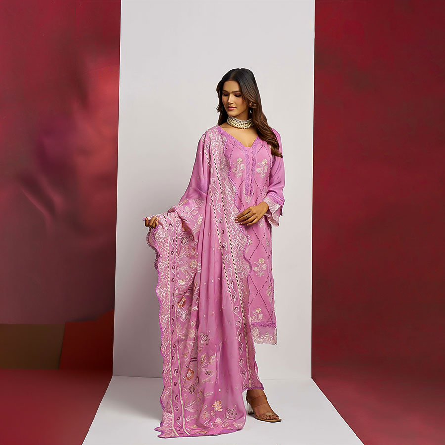 Purple Organza Designer Salwar Kameez