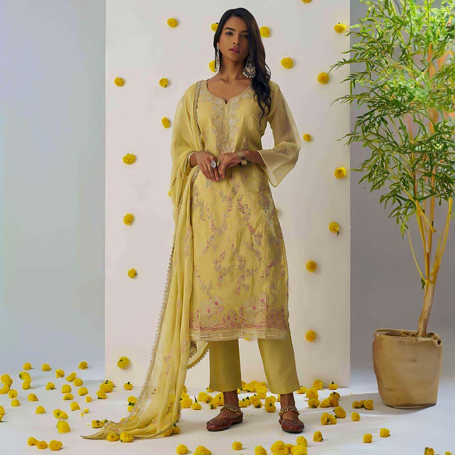Yellow Crush Party Wear Salwar Kameez