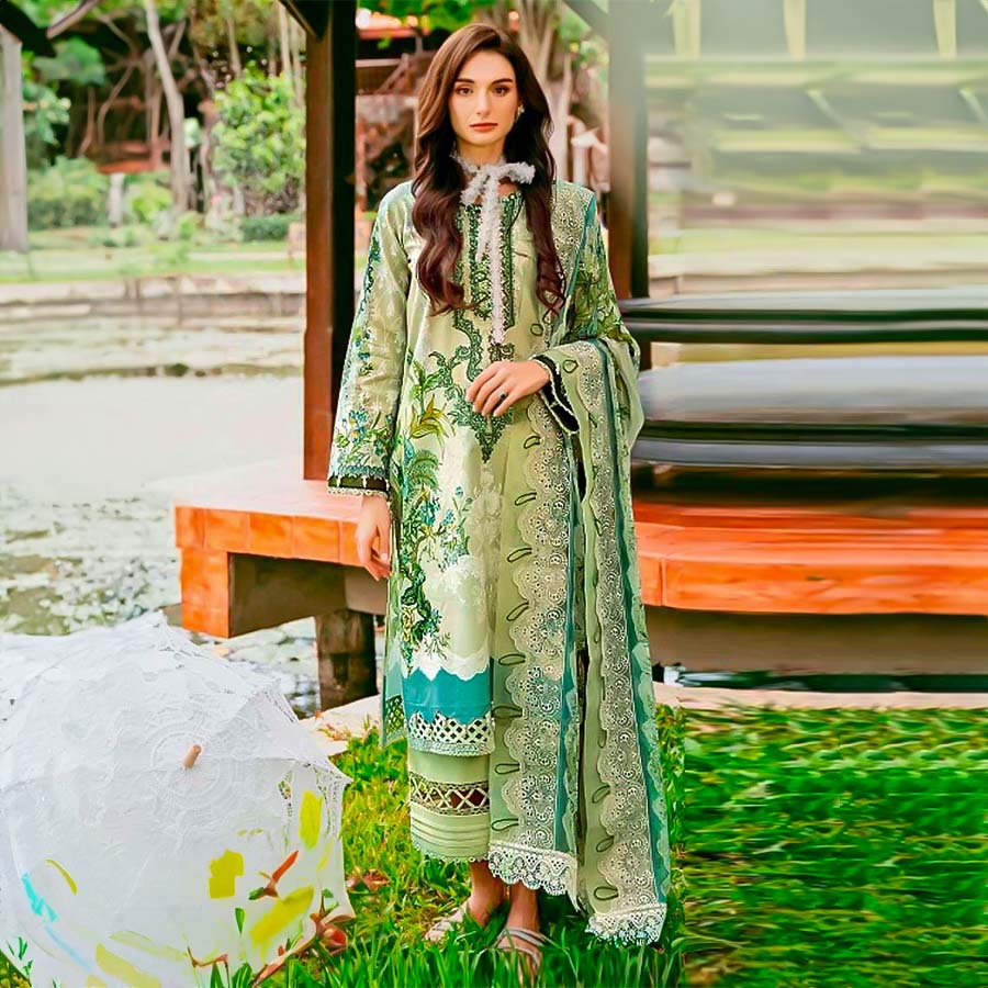 Green  Lawn Cotton Casual Wear Salwar Kameez