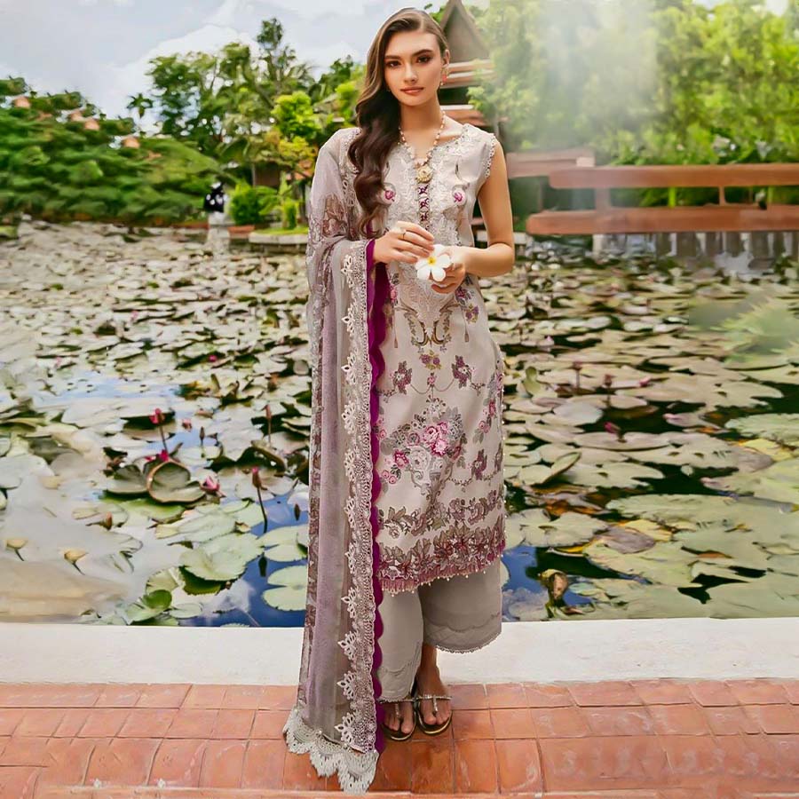 Grey Lawn Cotton Casual Wear Salwar Kameez