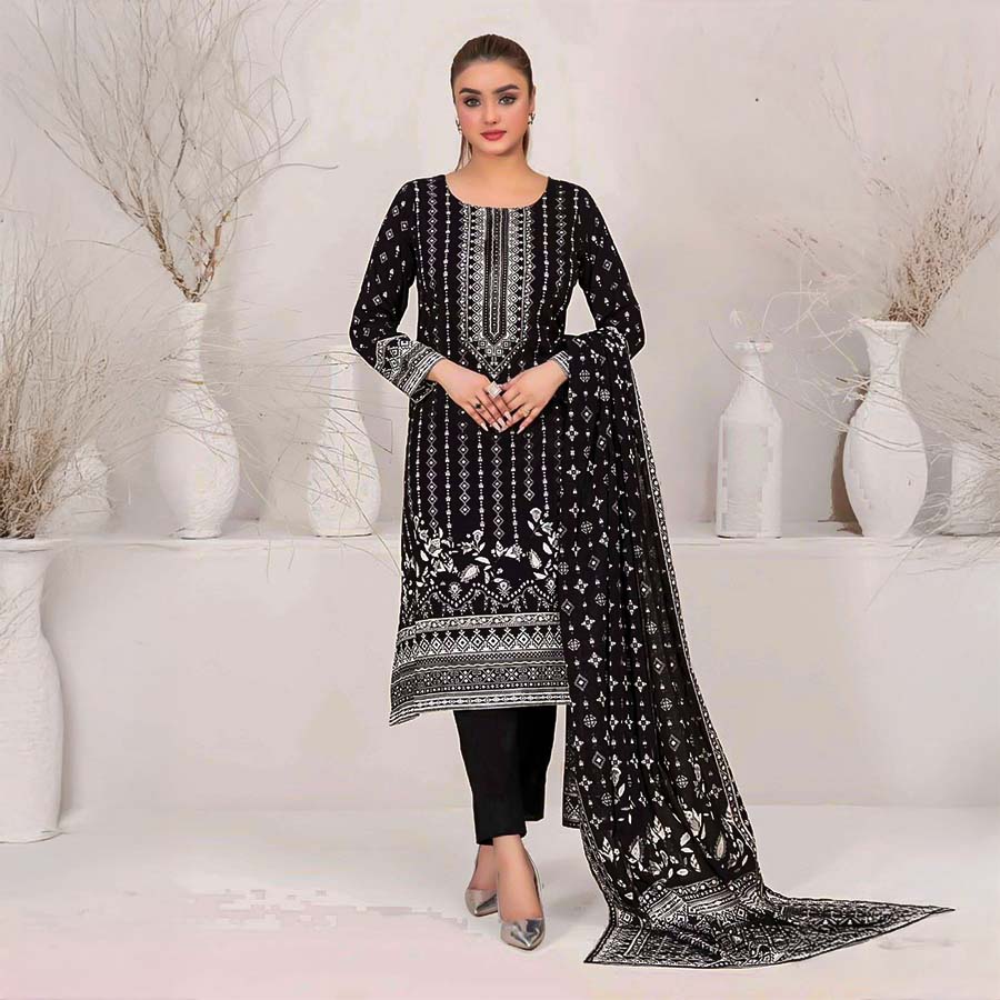Black  Lawn Casual Wear Salwar Kameez
