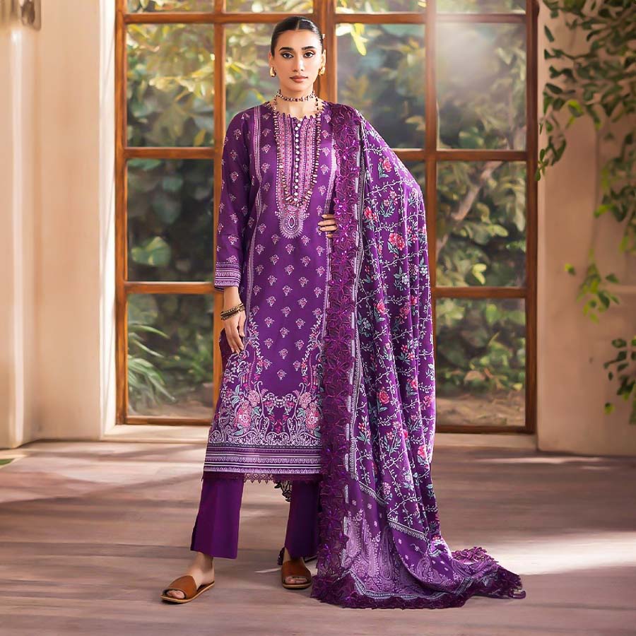 Purple Cambric Casual Wear Salwar Kameez