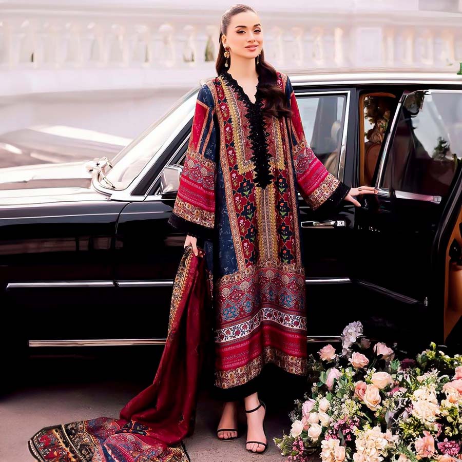 Red  Cambric Casual Wear Salwar Kameez