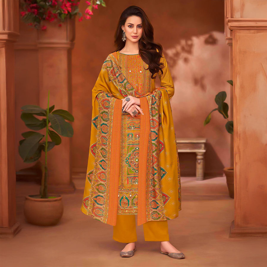 Yellow  Modal Casual Wear Salwar Kameez