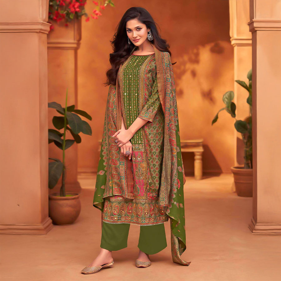Green  Modal Casual Wear Salwar Kameez