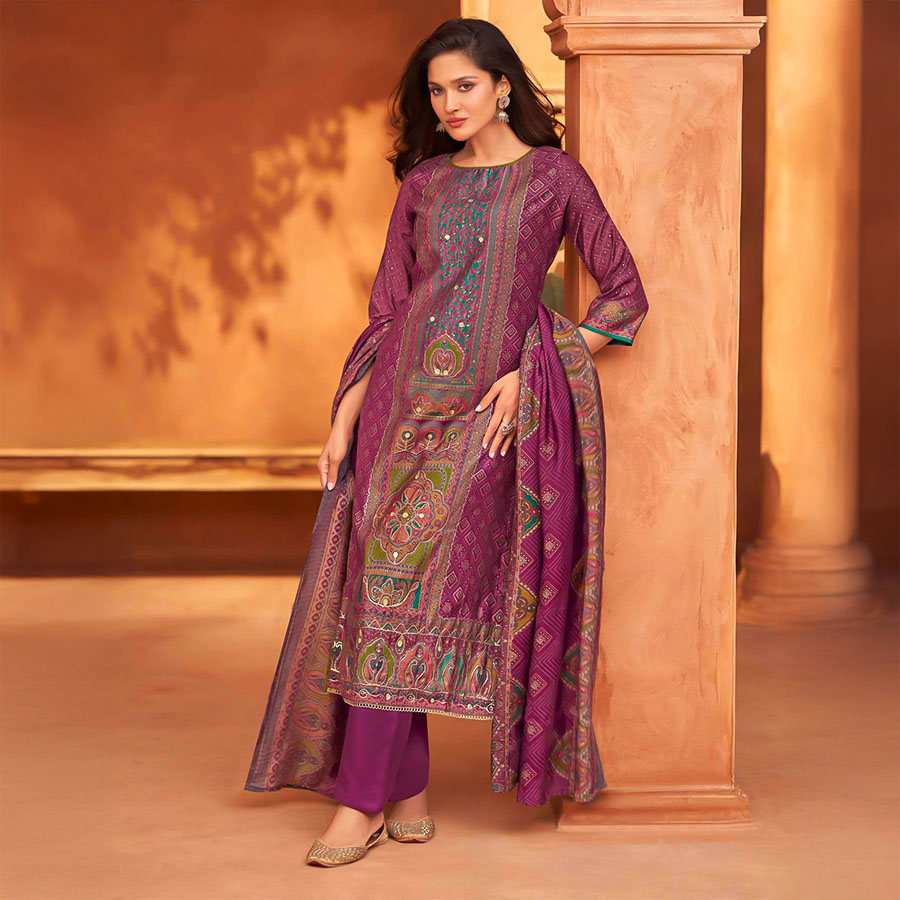 Violet Modal Casual Wear Salwar Kameez