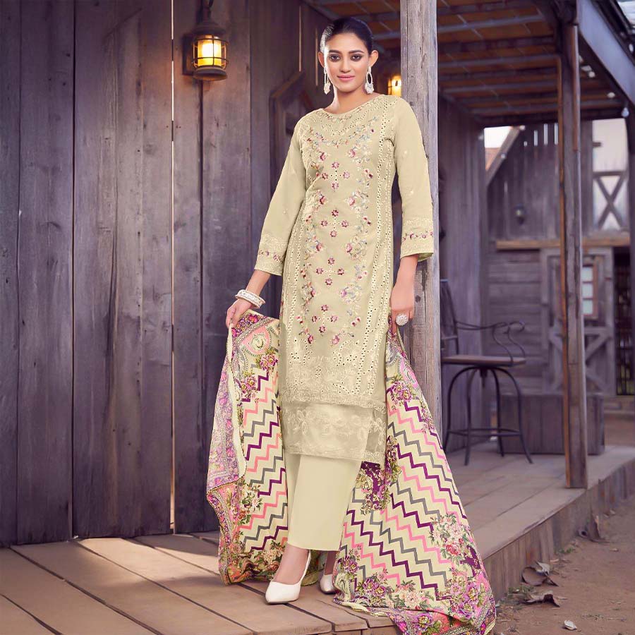 Yellow  Lawn Cambric  Casual Wear Salwar Kameez