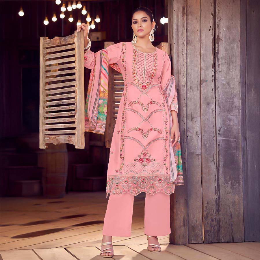 Pink  Lawn Cambric  Casual Wear Salwar Kameez