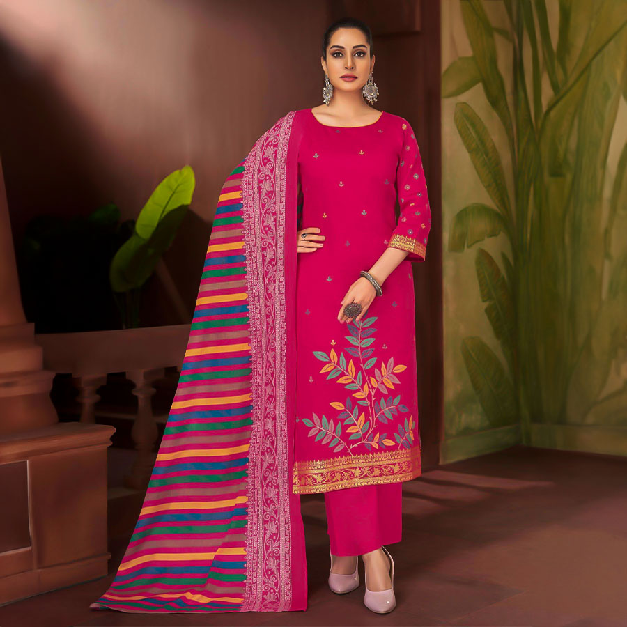 Magenta  Pure Zam Casual Wear Salwar Kameez