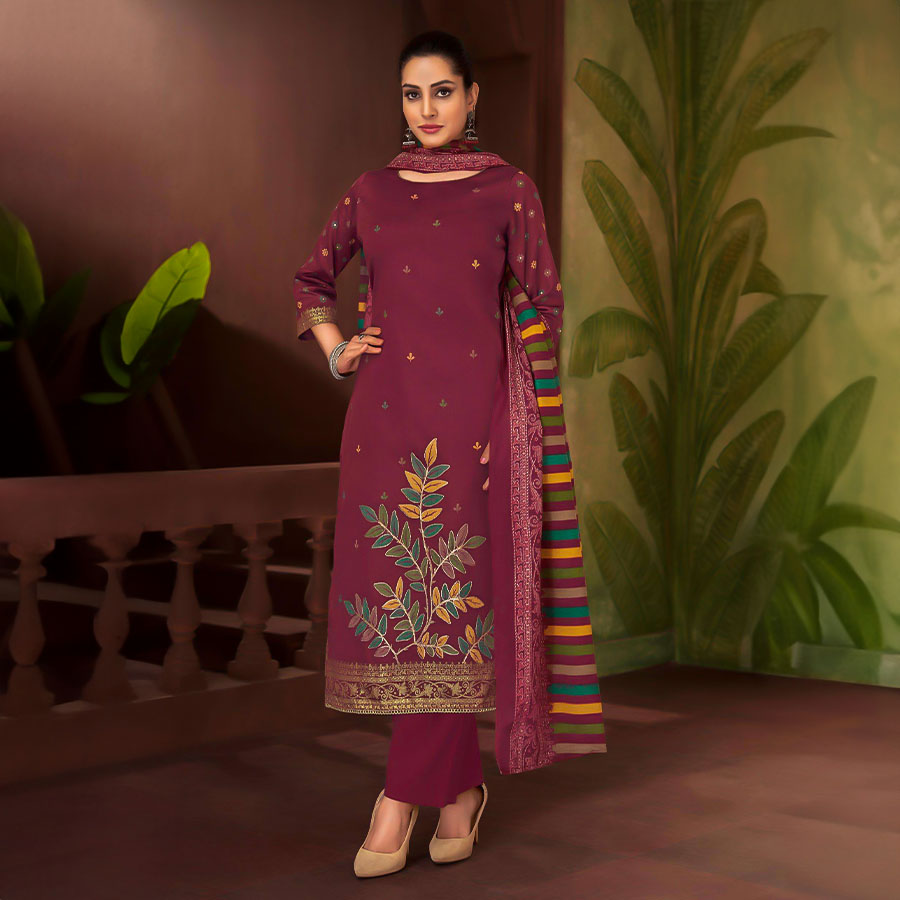 Brown Pure Zam Casual Wear Salwar Kameez