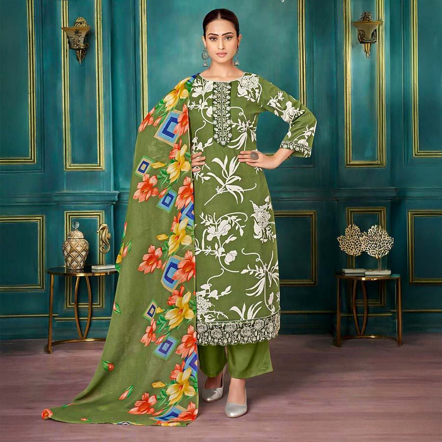 Green  Cambric Casual Wear Salwar Kameez