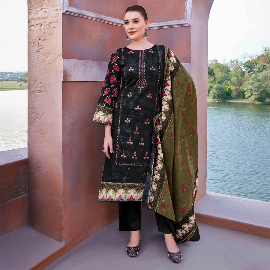 Black  Cambric Cotton Casual Wear Salwar Kameez
