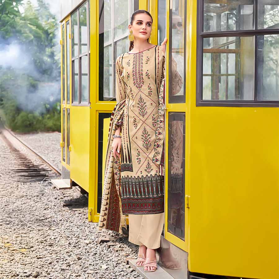 Yellow  Cambric Cotton Casual Wear Salwar Kameez