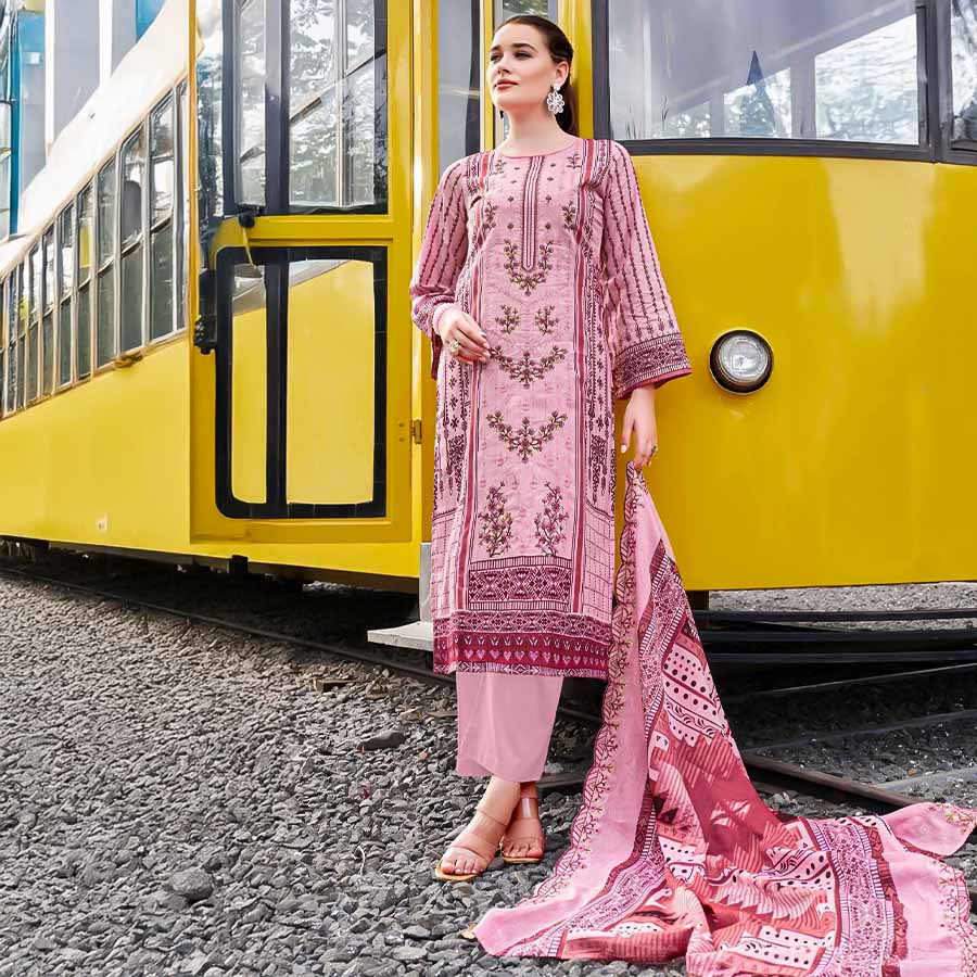Pink  Cambric Cotton Casual Wear Salwar Kameez