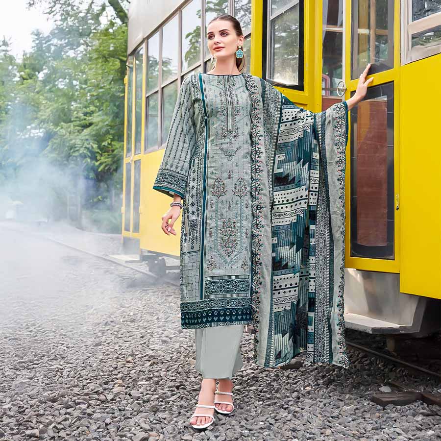 Blue Cambric Cotton Casual Wear Salwar Kameez