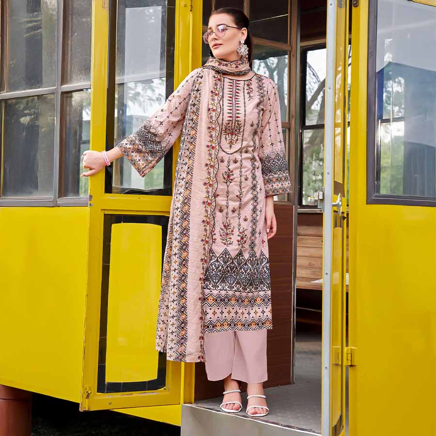 Pink  Cambric Cotton Casual Wear Salwar Kameez