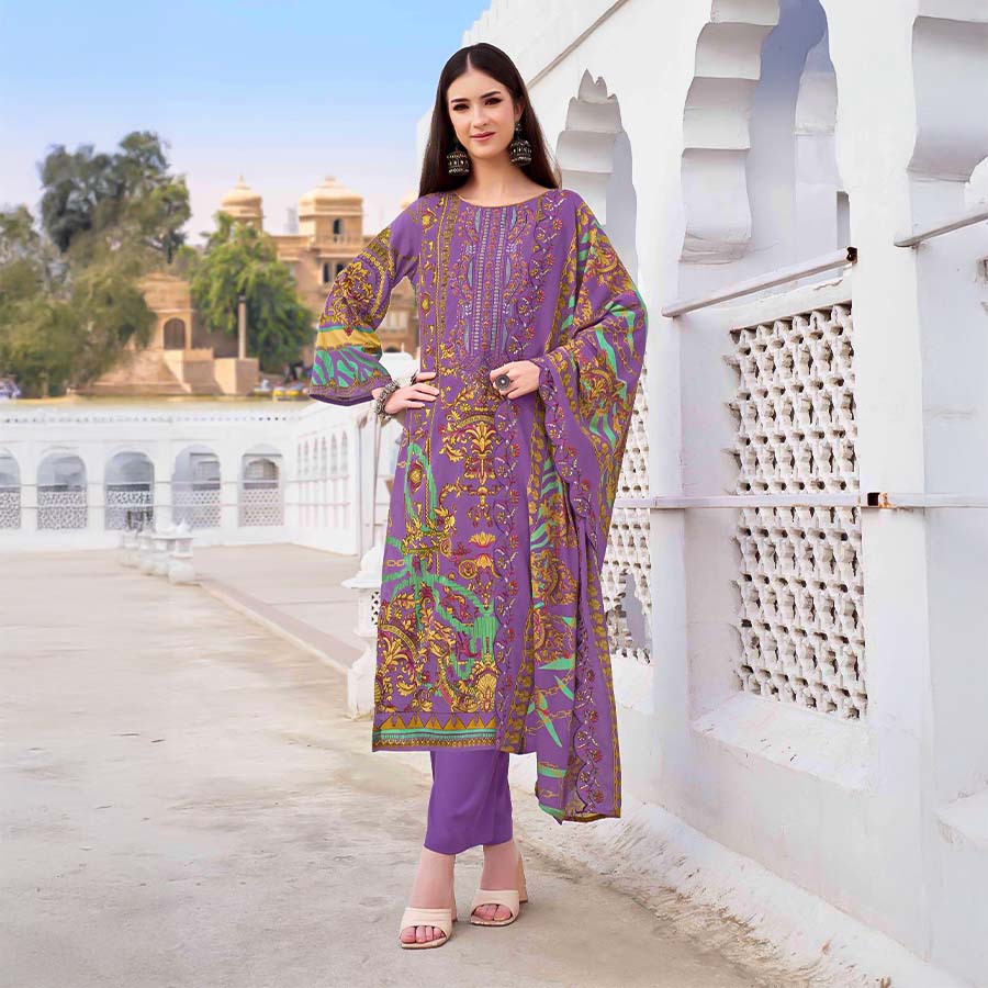 Purple  Cambric Cotton Casual Wear Salwar Kameez