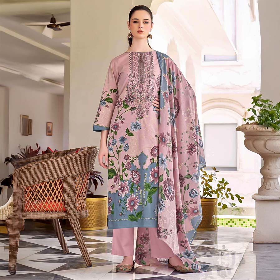 Pink  Cambric Cotton Casual Wear Salwar Kameez