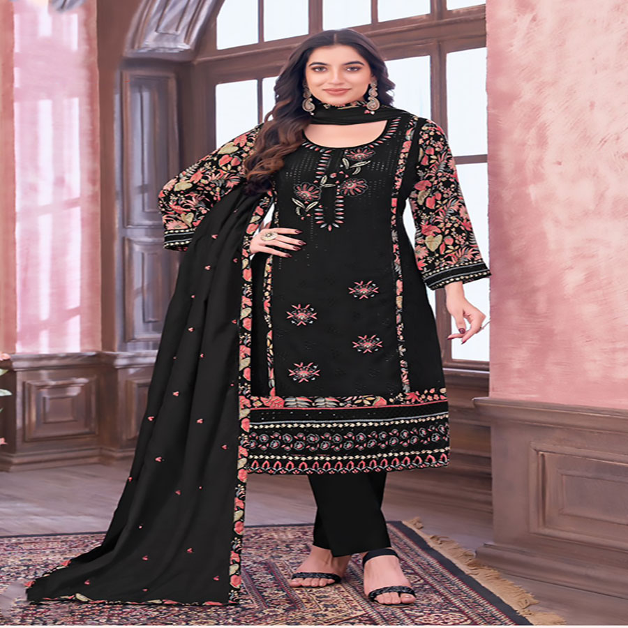 Black Viscose silk Casual Suit