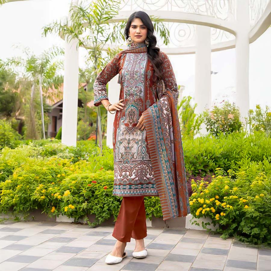 Brown  Cambric Cotton Casual Wear Salwar Kameez