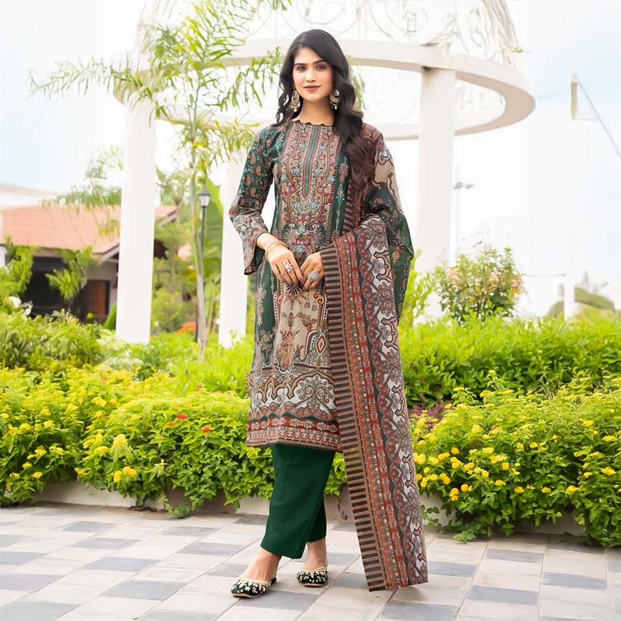 Green  Cambric Cotton Casual Wear Salwar Kameez